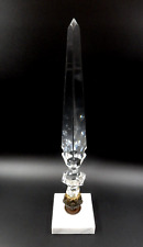 VINTAGE FRENCH CLEAR CUT CRYSTAL SPIKE CHANDELIER LAMP FINIAL ON MARBLE BASE picture