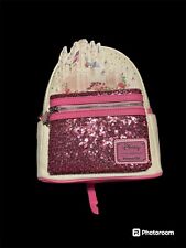 Loungefly Disney Sleeping Beauty Aurora Castle Pink Sequin Mini Backpack picture