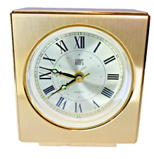 Gumps Of San Francisco Brass Clock Quartz W/ Alarm Heavy Japan Tested Works- VTG picture