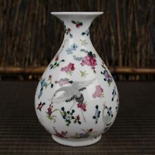 China Old porcelain Pastel Luminous crane dance luminous porcelain vase picture