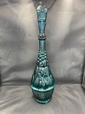Vintage EMPOLI TEAL FRUIT BASKET ITALIAN GENIE BOTTLE DECANTER WITH  STOPPER picture