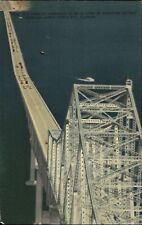 Opening of Sunshine Skyway Bridge aerial 1954 ~ Florida ~ unused linen postcard picture