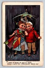 c1907 Kids Share An Umbrella, I Shine With You Poetry Cute ANTIQUE Postcard picture