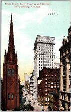 1908 Trinity Church Broadway American Surety Building New York Posted Postcard picture