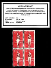 1963 - AMELIA EARHART -  Block of Four Vintage U.S. Airmail Stamps picture