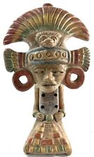 Vintage Aztec Inca Mayan Folk Art Pottery Clay Sculpture Flute 9” REPAIRED picture
