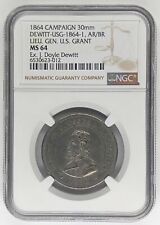 RARE 1864 ULYSSES S. GRANT MS64 Silvered Brass USG-1864-1 NGC Campaign Medal picture