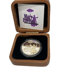Disney 1OZ. Silver Mary Poppins Coin 1999 35th Anniversary VERY RARE Wood Box picture