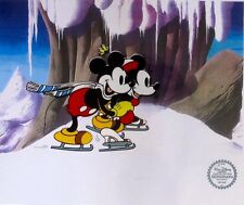 DISNEY MICKEY & MINNIE MOUSE ICE SKATING Sericel Animation Art Cel picture