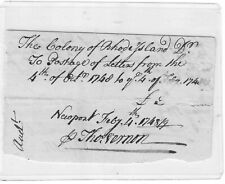Colonial RI Gov. Greene, Postmaster Thomas Vernon Sign Early Postal Document picture