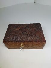 Vintage Ornate Jewelry Trinket Box Wooden Carved  Art 6
