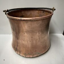 Antique Large 3 Gallon Primitive Copper Cauldron Pot Bucket Wrought Iron Handle picture