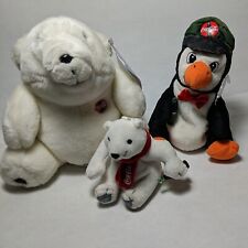 Coca-cola collectibles plush LOT(3) bears and penguin picture