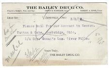 ZANESVILLE OH/OHIO Postal Card BAILEY DRUG CO. Gowan's Laxative Liver Pills 1912 picture