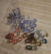 4 Various Sets MCM Small Cordial Liquor Bottles Shot Glasses Red Blue Diamond... picture