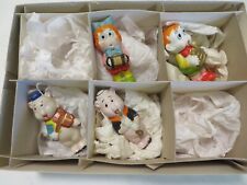 4 Antique Vintage China Doll and Little Pig Figurines Japan Boy Girl Instruments picture