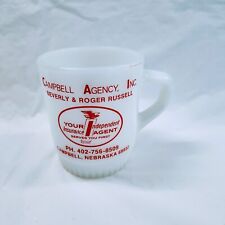 Vintage Campbell Agency Inc Insurance Campbell Nebraska Milk Glass Cup Mug picture