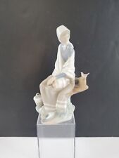 Lladro 4576 Spanish Porcelain Figurine Shepherdess Girl Sitting With Bird 9.5”  picture