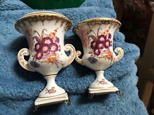 near pair of Chelsea House porcelain urns/vase flowers old paris style @6