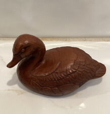 Vintage Red Mill Hand carved Wooden Brown Small Duck picture