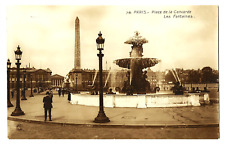 PARIS Place de la Concorde Les Fontaines Fountain French Sepia RPPC Postcard picture