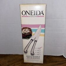 Vintage New Oneida 1988 Set of 4 Stainless Pistol Handle Steak Knives Serated picture