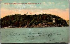 Postcard NY Hudson River Stony Point of Revolutionary Fame lighthouse boat picture