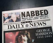 ROBERT DURST Heir & Murderter Captured & George Harrison Death 2001 Newspaper picture