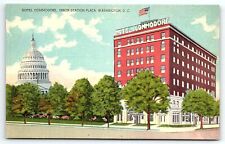 1930s WASHINGTON D.C. HOTEL COMMODORE UNION STATION PLAZA LINEN POSTCARD P2090 picture