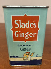 VINTAGE SLADE'S GINGER SPICE TIN LITHO CAN BOSTON MA CAMEL COUNTRY STORE picture