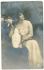 1910s European Glamour BEAUTIFUL YOUNG LADY photo postcard picture
