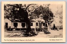C1930 postcard 1st schoolhouse for Negroes in the south 1862 ST HELENA S.C. picture