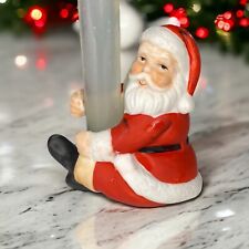 Santa Claus Taper Candle Holder Ceramic Christmas Hugger Holiday Vintage Decor picture