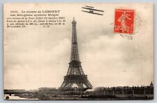 RPPC French Vintage Count Lambert Flying Wright System Plane -Eiffel Tower 1909 picture