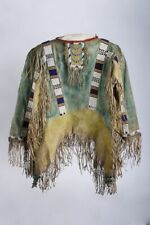Old Antique Style Buffalo Suede Hide Fringe Sioux Beaded Powwow War Shirt XWS136 picture