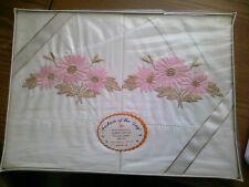 Vintage Fashion Of The Day Pillowcases Floral Pink Gold Embroidered Percale picture