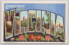 Postcard Greetings from Virginia Large Letter Linen Curt Teich picture