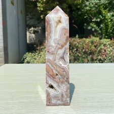 1.6LB 7.8''Natural Mexican Agate Point Crystal Tower Obelisk Reiki Healing Stone picture