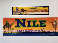 2 Vintage  Nile and Camel fruit crate labels CA Middle Eastern desert Egypt picture