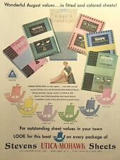 Stevens Utica-Mohawk Sheets Percales Muslins Pastels Vintage Print Ad 1954 picture