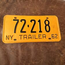 Vintage 1962 New York Trailer License Plate Tag. Nice Quality NY # 72 218 Steel picture