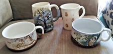 Vintage Otagiri Owl Mug / Cups - Lot of 4 ---   2 Soup & 2 Coffee Japan MCM picture