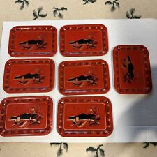 7 Mid Century Metal Asian Design Trays picture
