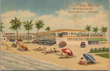 MIAMI BEACH, Florida Postcard SUNNY ISLE MOTEL Beach Scene / Curteich Linen picture