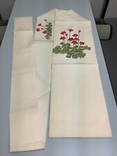 Japanese Vintage Kimono Nagoya Obi polyester White flower 139.3x11.8inch picture