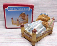 Trippie's Inc 1997 Baby Bed Teddy Bear Vintage Christmas Figurine Blue Stripe picture