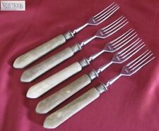 ANTIQUE 19C. 5PCS CUTLERY FORKS ROSTFREI MARKED WOODEN HANDLES picture