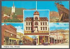VIRGINIA CITY NEVADA Postcard 5 View Old Washoe Club Delta Saloon Church School picture