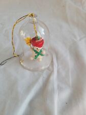Vintage Clear Glass Bell Ornament of a Snowman picture