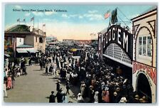 c1910s Silver Spray Pier People Flags Shop Scene Long Beach CA Unposted Postcard picture